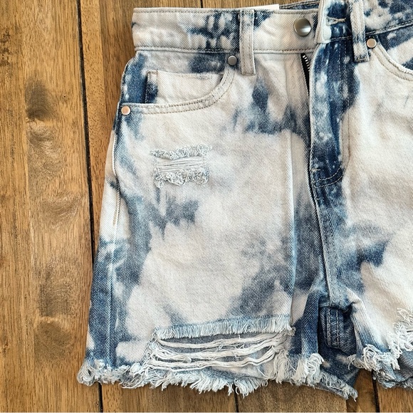 New BP Women's High Rise Distressed Bleached Cotton Ripped Denim Shorts / Sz 24 - Picture 13 of 14